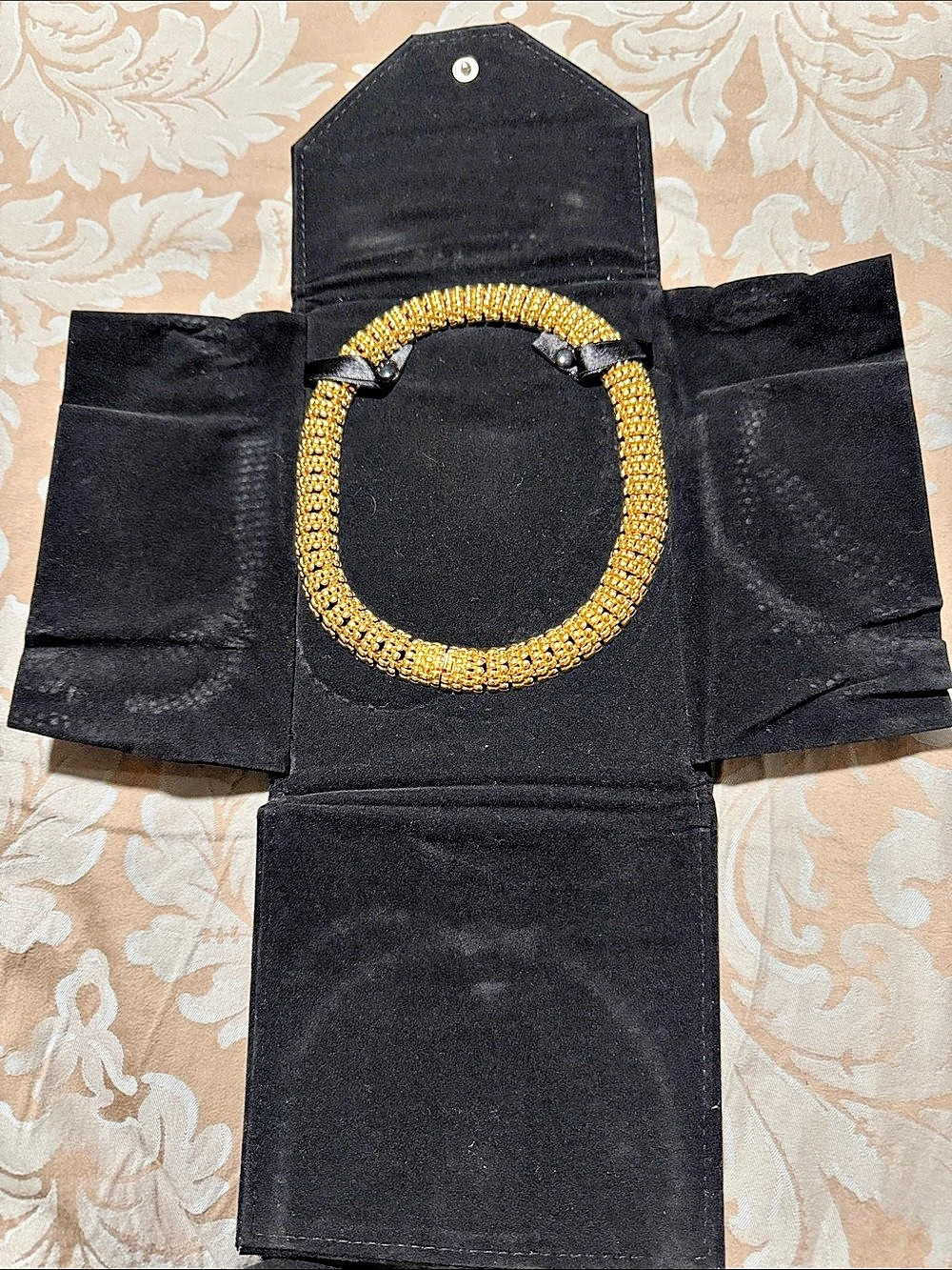 Gold-Tone Chain Necklace in Black Case